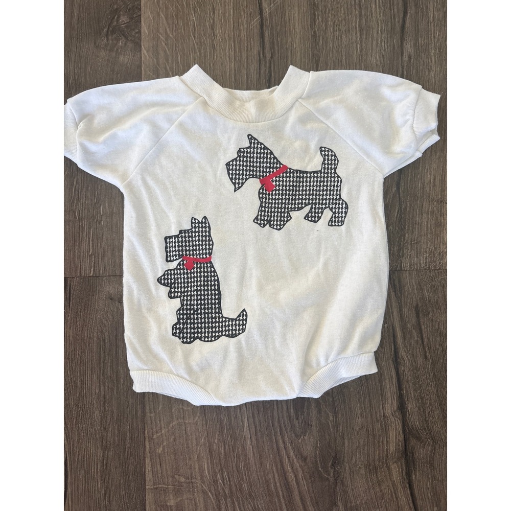 Sunbelt Kids Vintage Scottie Dog Houndstooth White Romper 12 Months